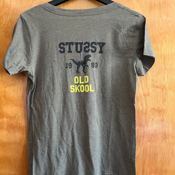 Stüssy Grey V-Neck T-Shirt - Picture 3 of 3